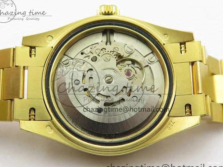 MiroTime 0305 Versatile Daydate 278288 31mm YG EWF Best Edition Green Malachite Dial Crystal Markers on YG President Bracelet ETA 2606